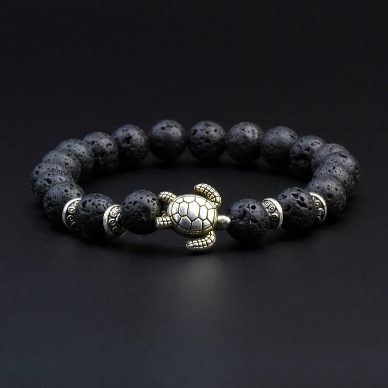 Natural Lava & Stone Beads Bracelet - Healing Balance for Chakras