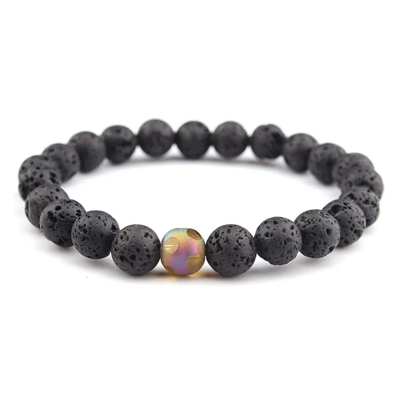 Natural Lava & Stone Beads Bracelet - Healing Balance for Chakras