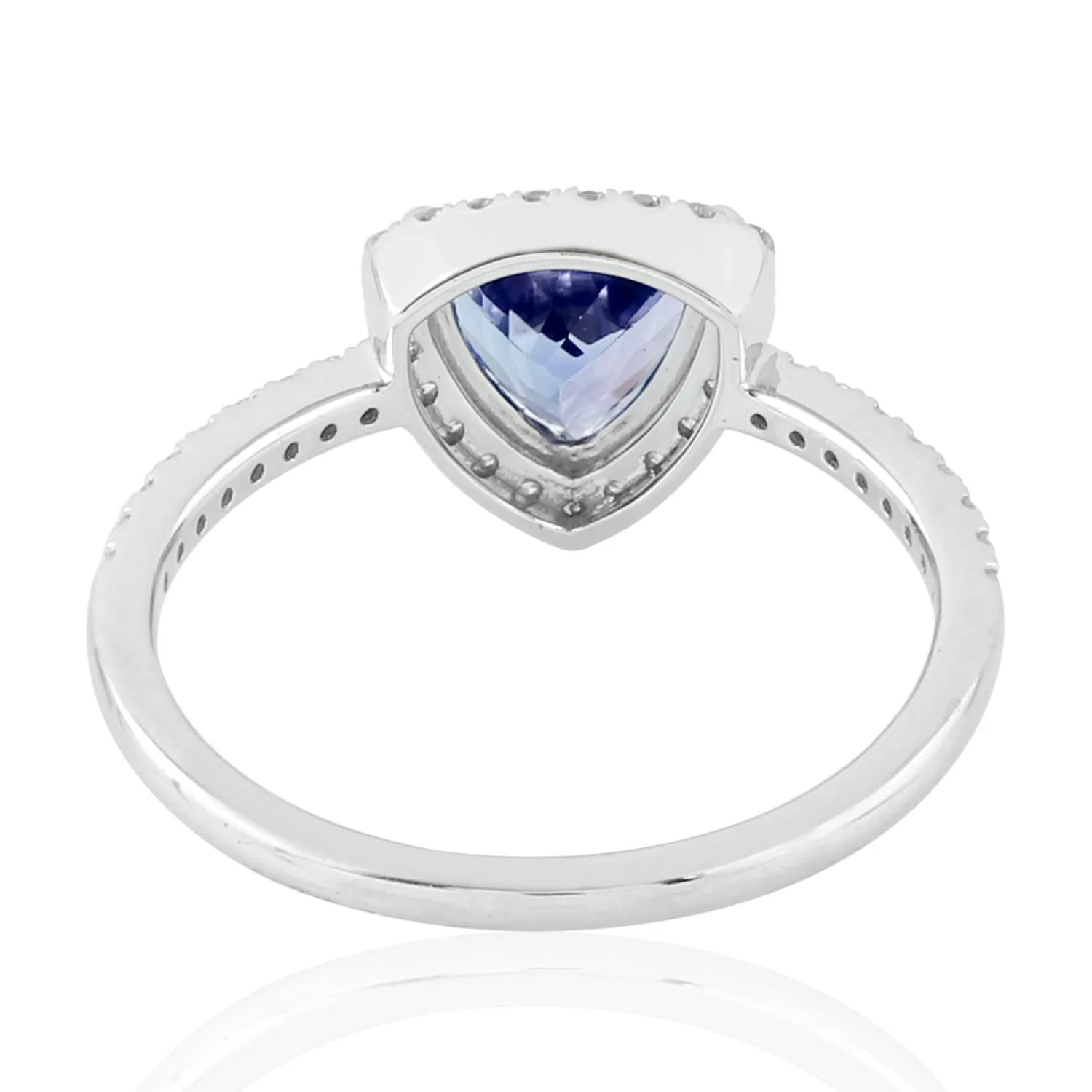 Natural Pave Diamond Trillion Tanzanite halo Ring In 14k White Gold For Women