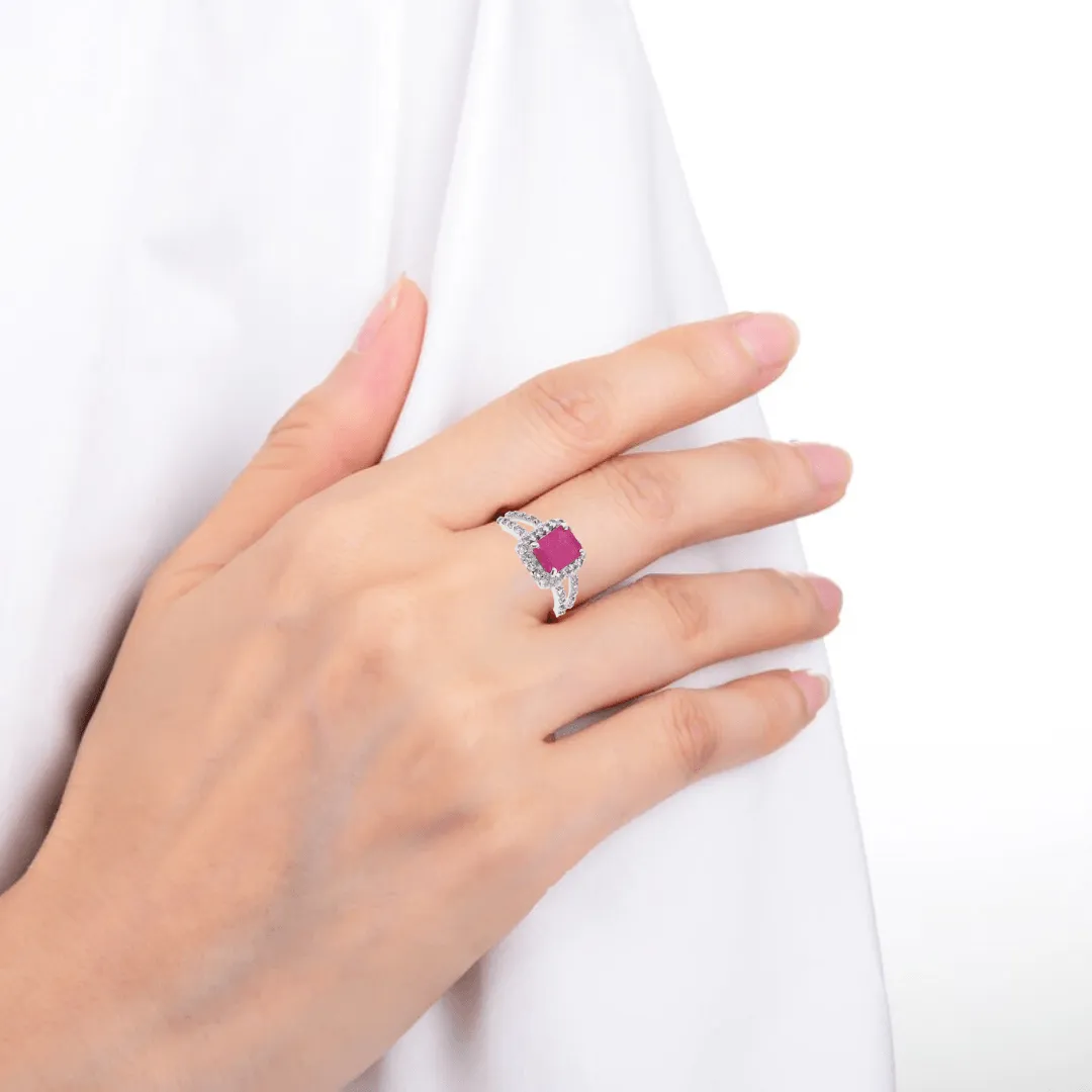 Natural Ruby Split Band Octagon Ring