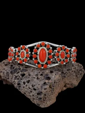 Navajo Coral Sterling Silver Cuff Bracelet