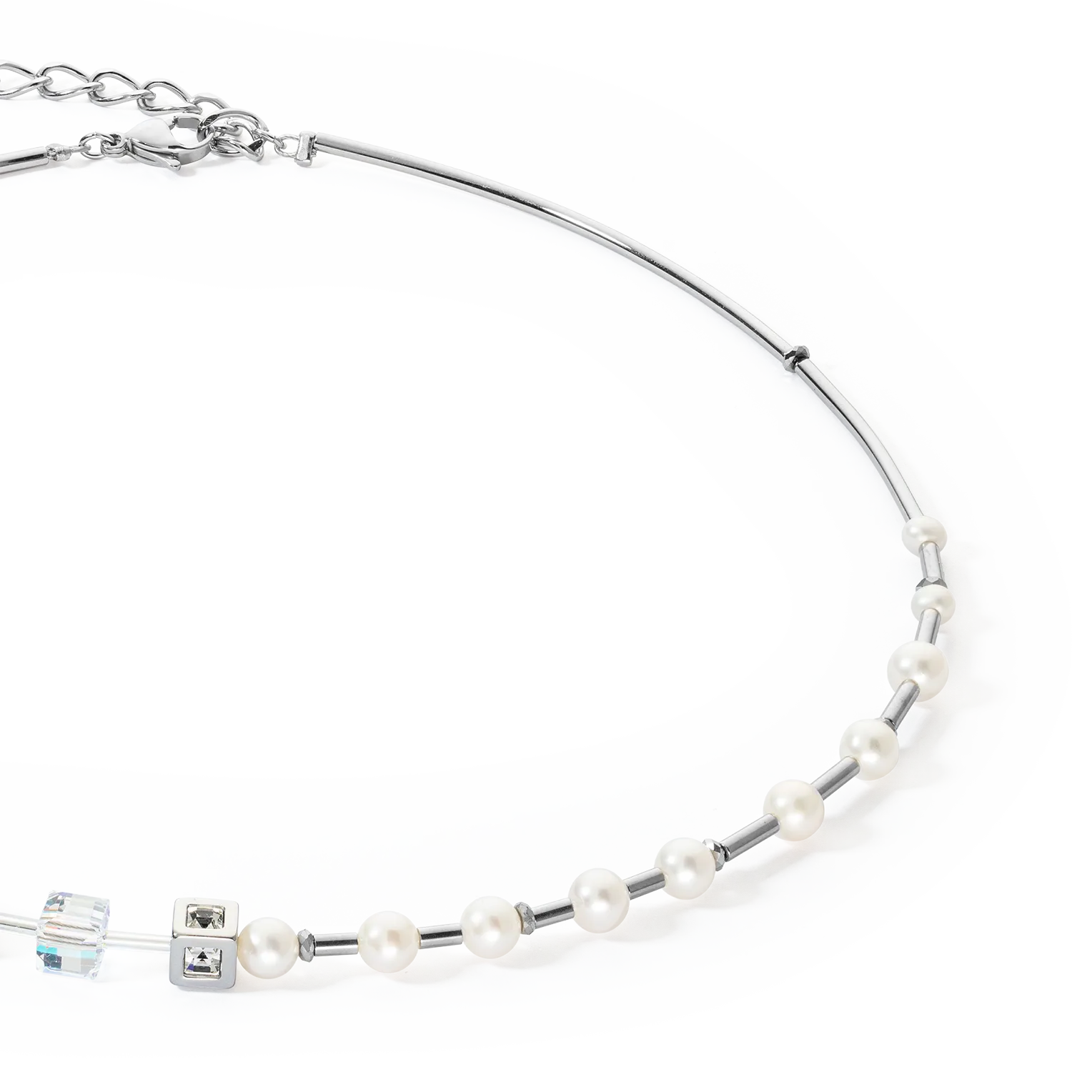 Necklace GeoCUBE® Fusion Precious Pearl Mix silver-grey
