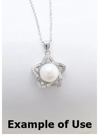 Necklace Pendant Blank Setting Star Charm 24mm Sterling Silver White Gold Fine 925 For One Pearl Prong DIY Jewelry Finding Wholesale 1pc