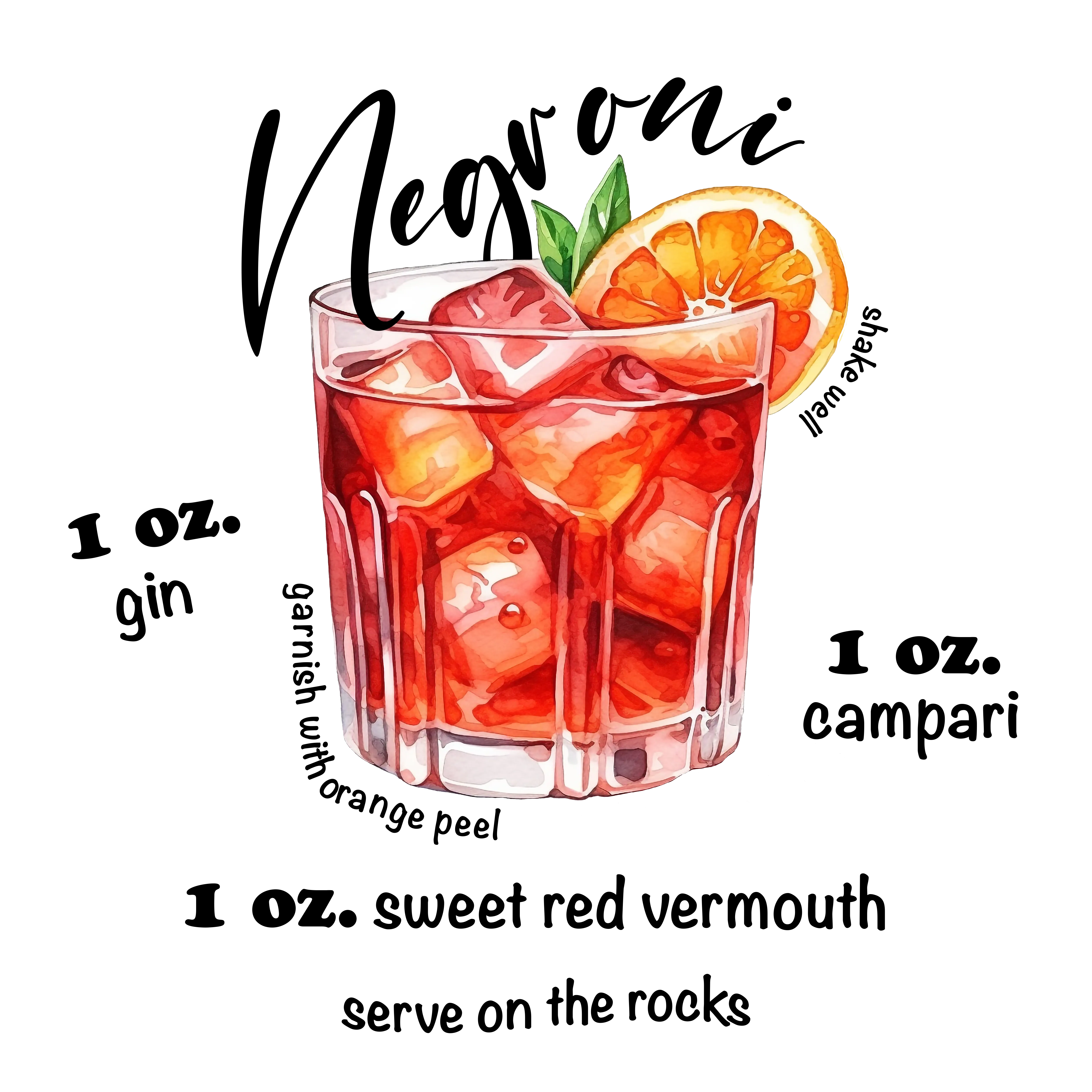 Negroni Recipe Ladies Tee Shirt - White