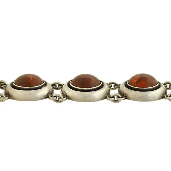 NEILS ERIK FROM Vintage Sterling Silver Amber Bracelet   Ring Set
