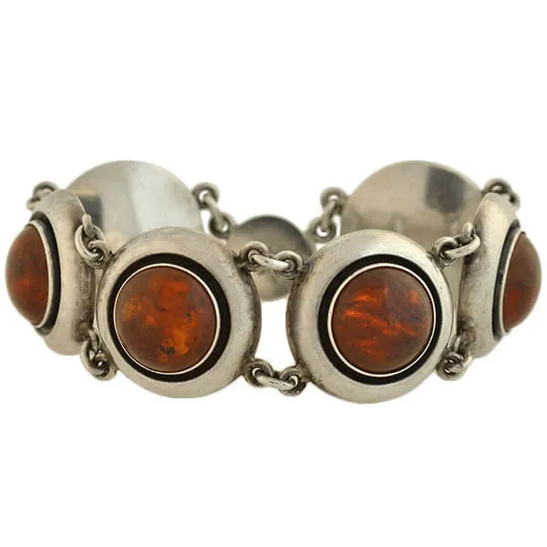 NEILS ERIK FROM Vintage Sterling Silver Amber Bracelet   Ring Set