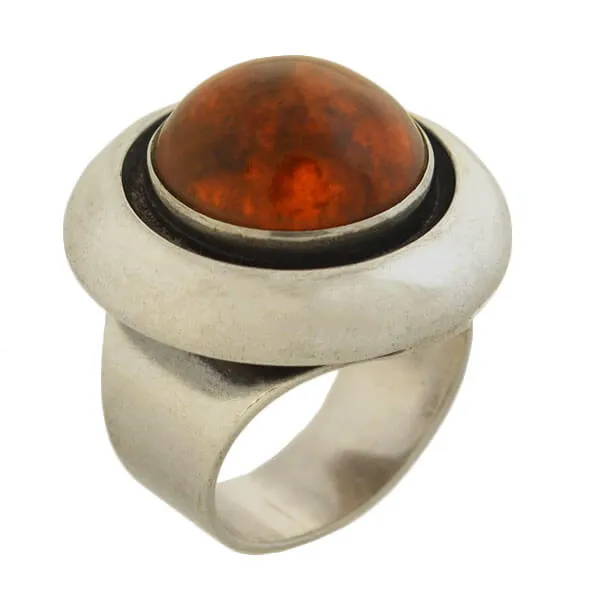 NEILS ERIK FROM Vintage Sterling Silver Amber Bracelet   Ring Set