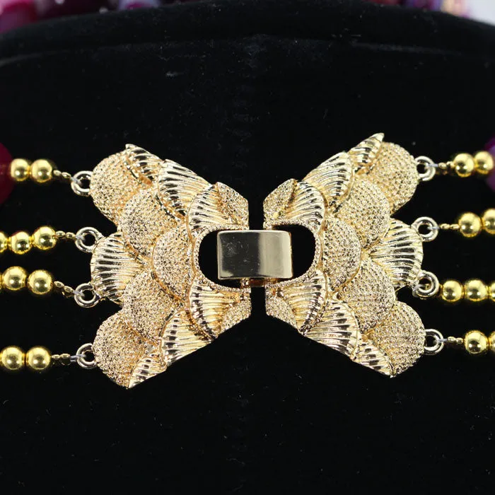 Nigerian Coral Beads with Dubai Gold plated Embellishment Bridal Wedding Party Set