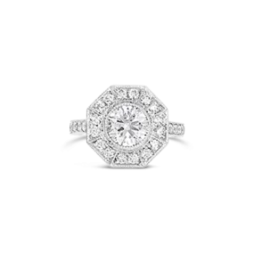 Octagon Design Diamond Engagement Ring