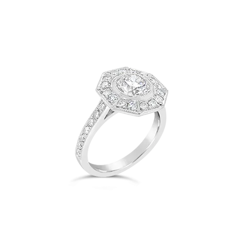 Octagon Design Diamond Engagement Ring