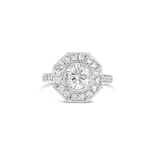 Octagon Design Diamond Engagement Ring