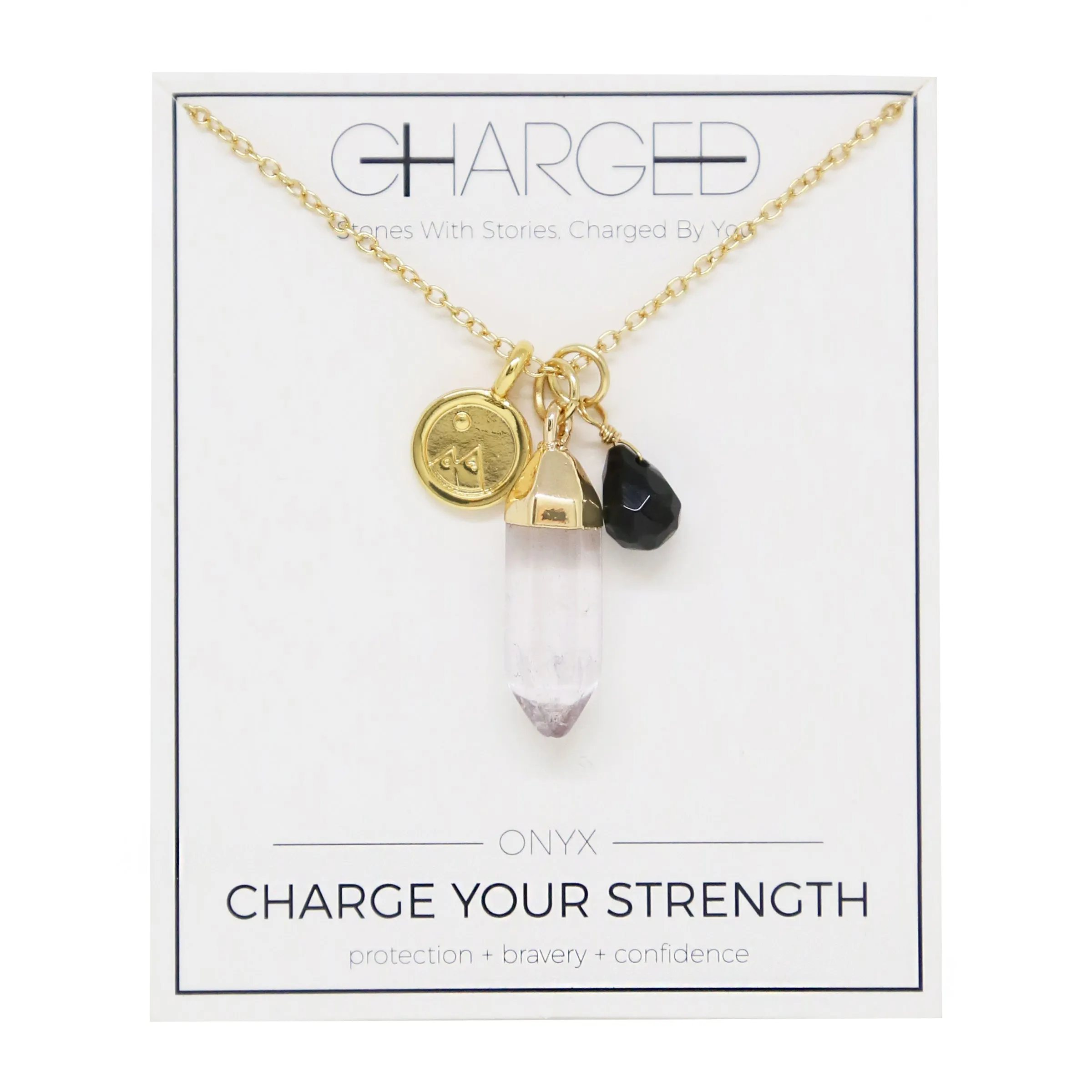 Onyx & Gold Charm Necklace