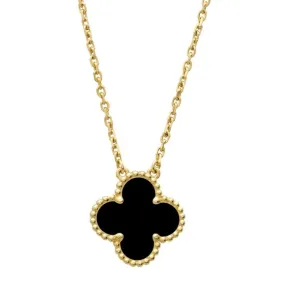 Onyx Clover Motif Necklace