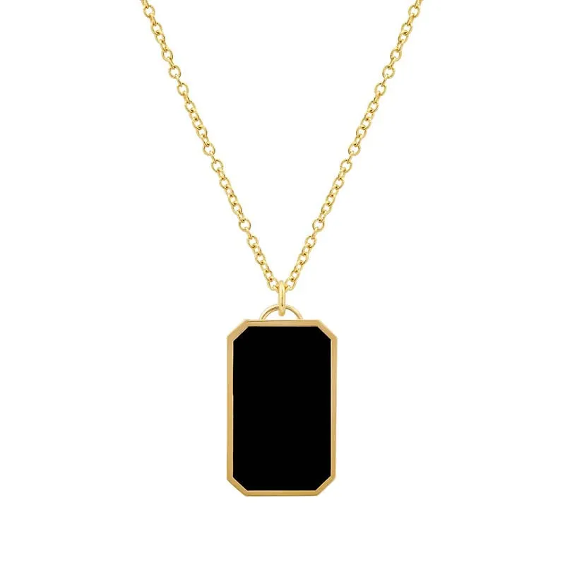 Onyx Inlay Tag Pendant Necklace