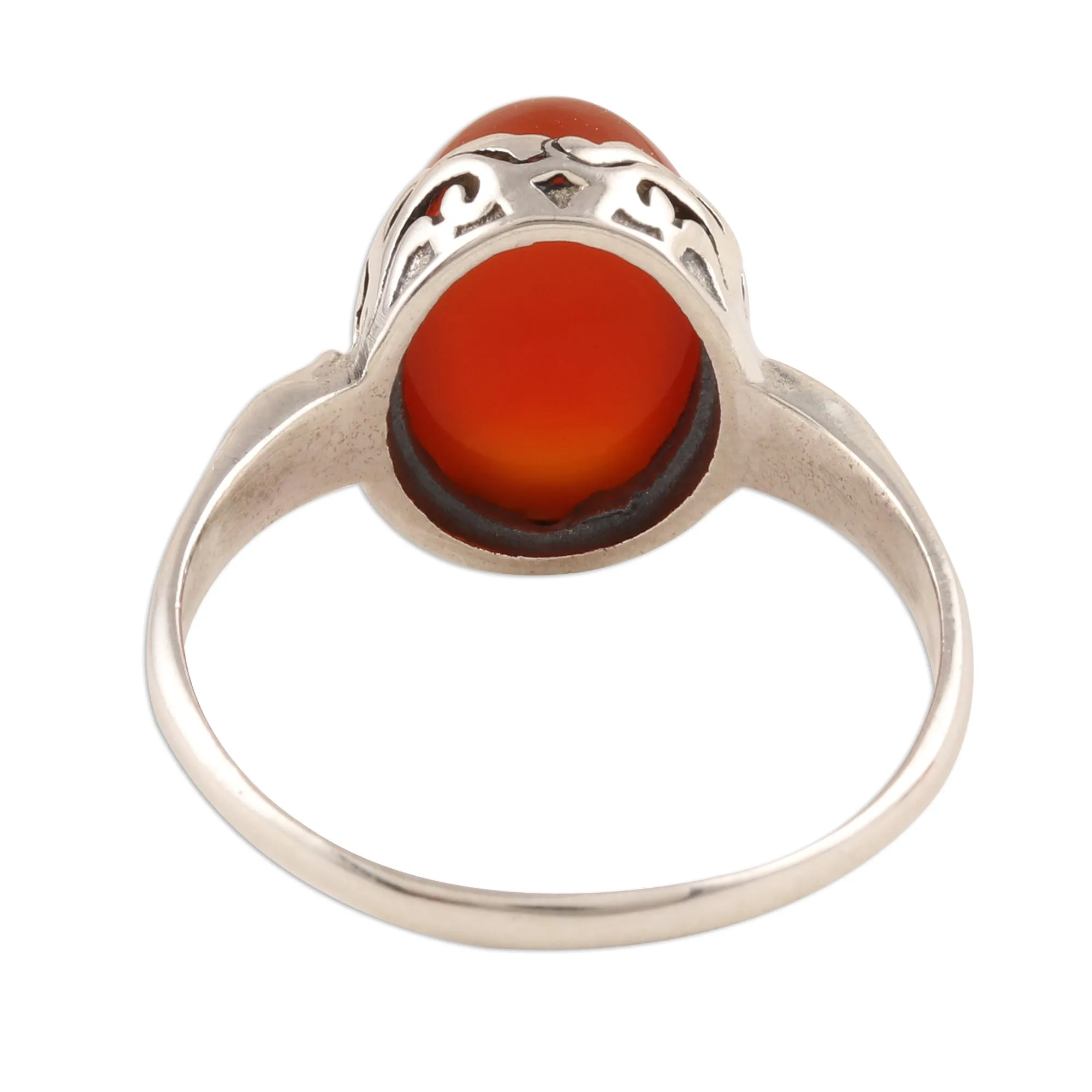 Oval Carnelian Cocktail Ring from India - Glamorous Beauty | NOVICA