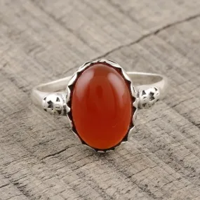 Oval Carnelian Cocktail Ring from India - Glamorous Beauty | NOVICA