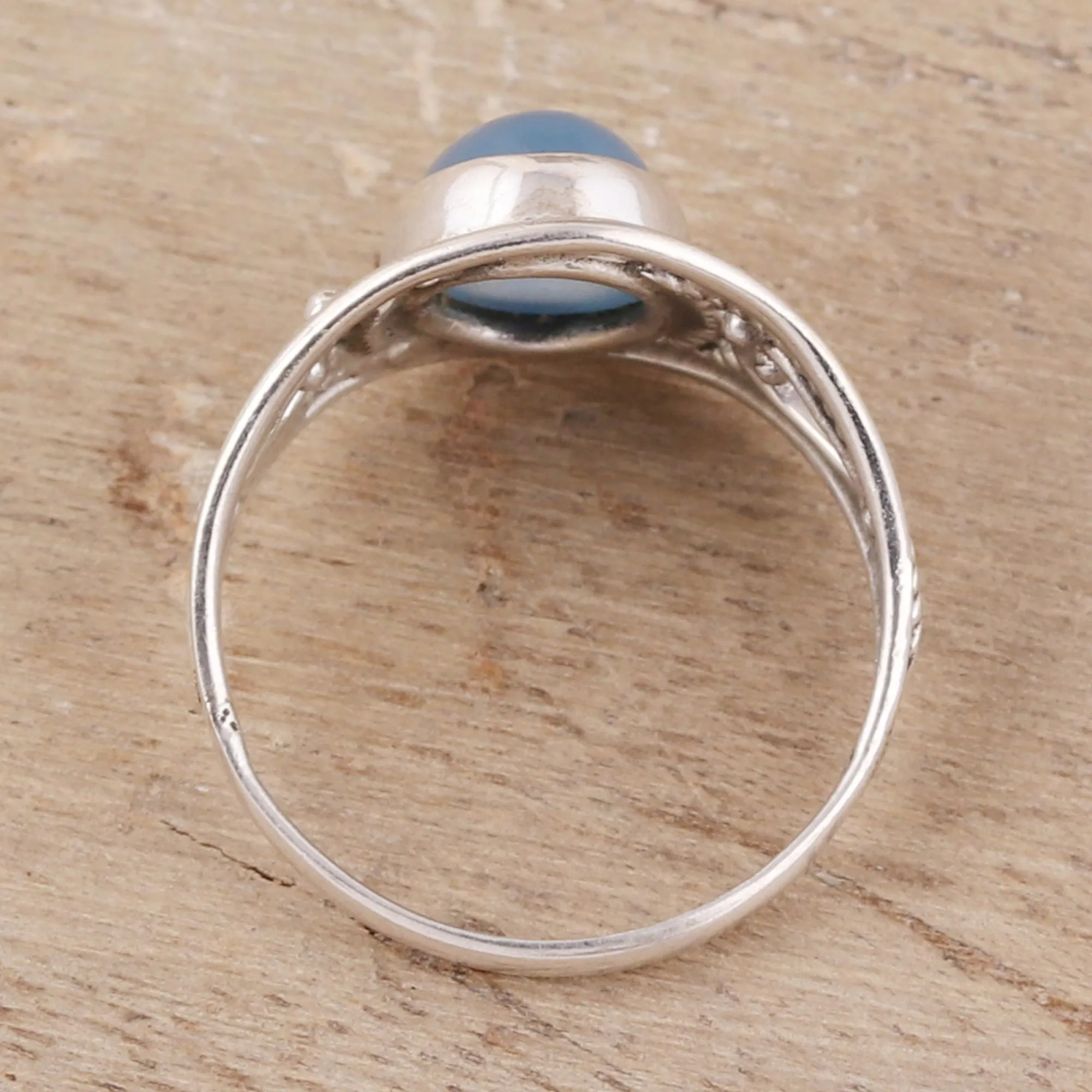 Oval Chalcedony Cocktail Ring Crafted in India - Gleaming Appeal | NOVICA