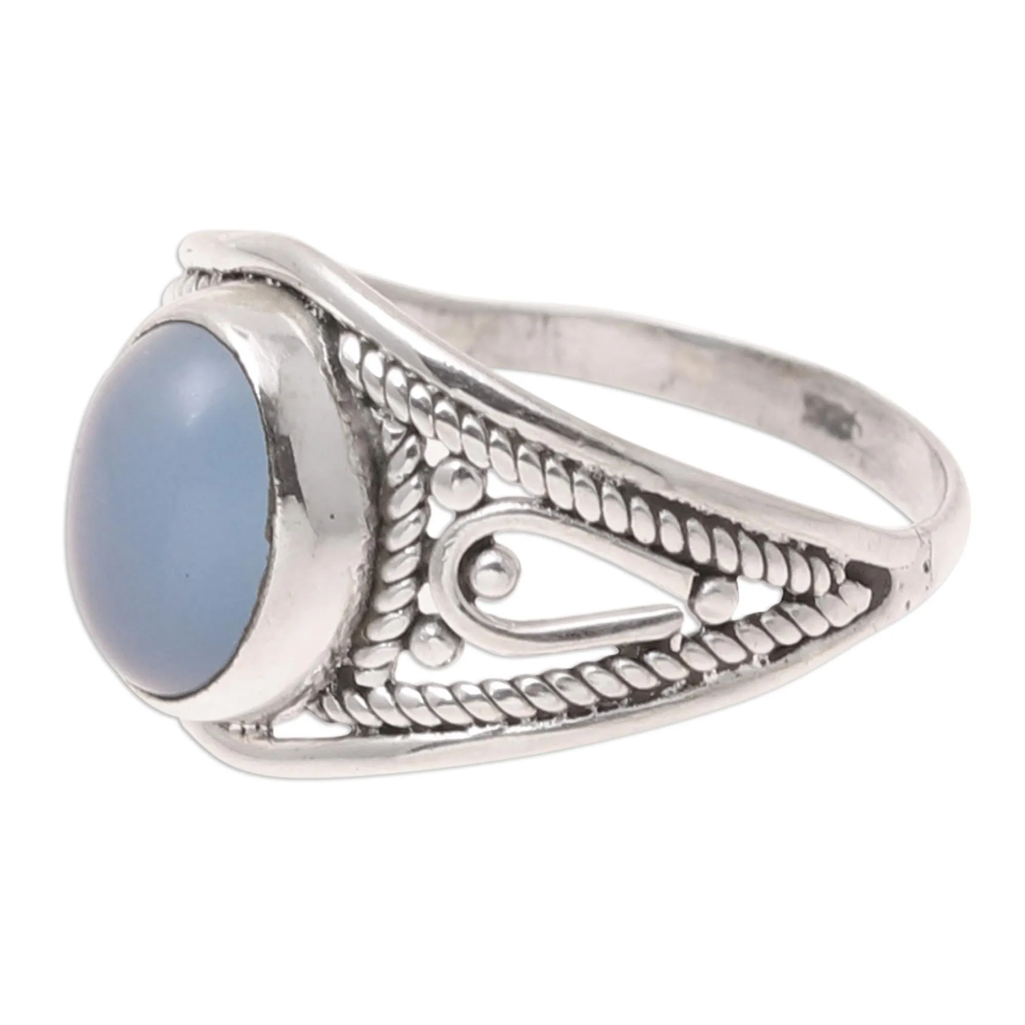 Oval Chalcedony Cocktail Ring Crafted in India - Gleaming Appeal | NOVICA