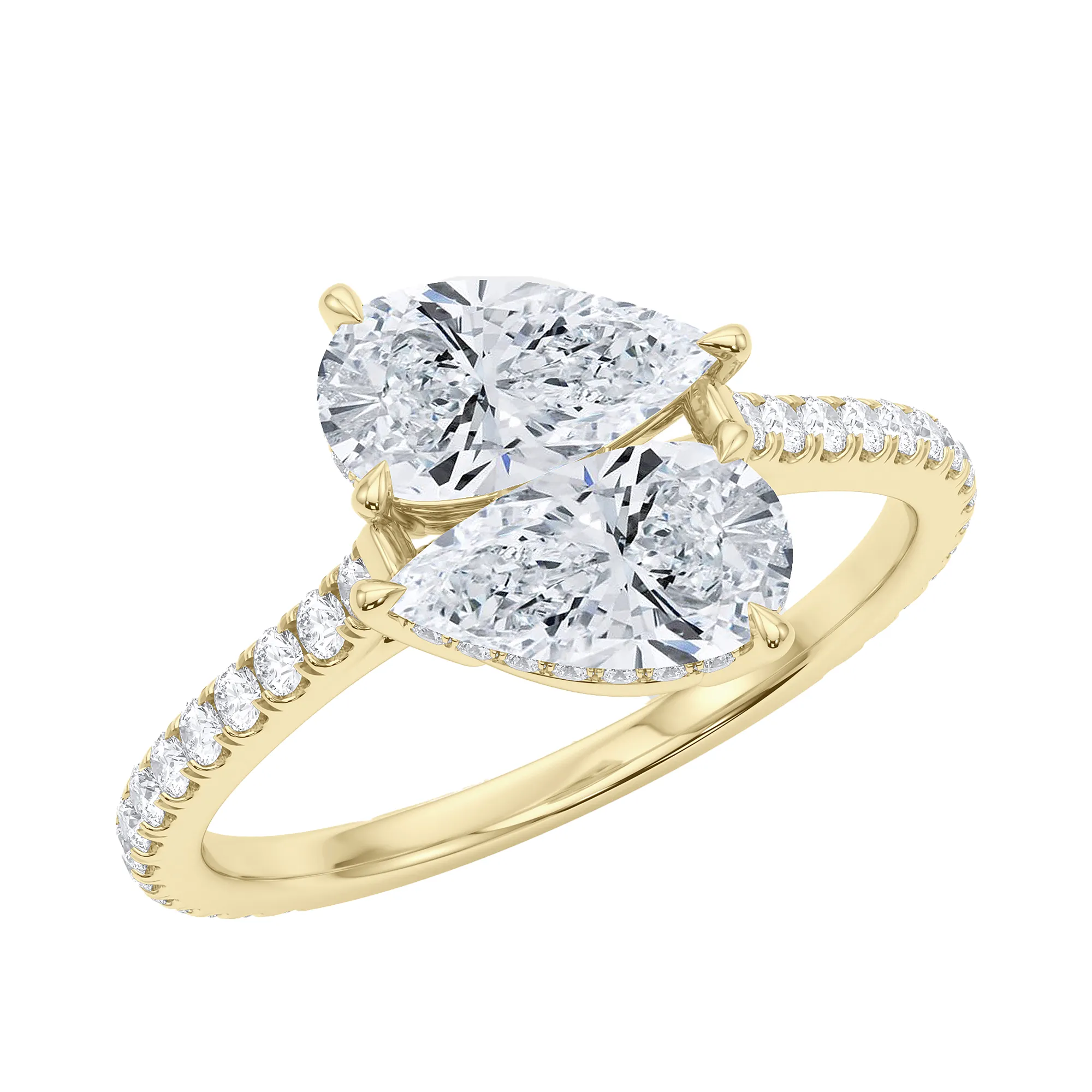 Pear East-West Twin Pave Diamond Ring