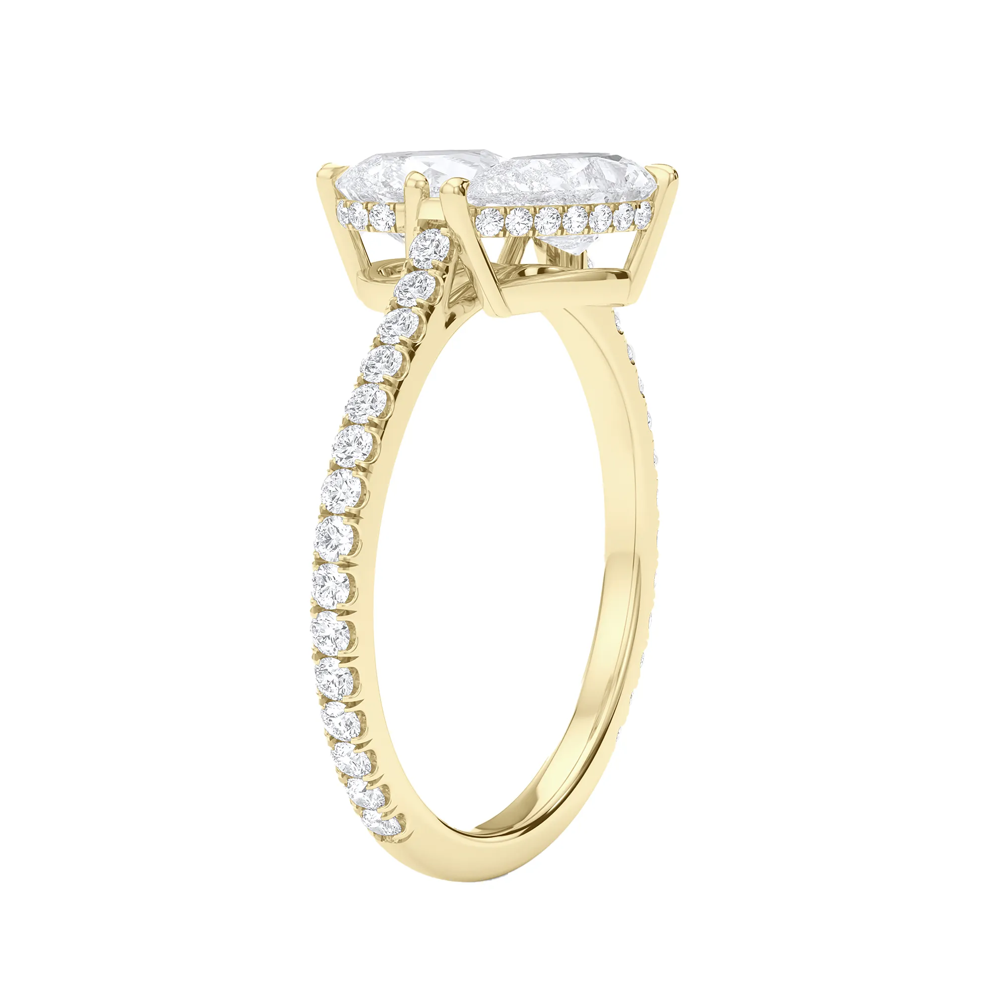 Pear East-West Twin Pave Diamond Ring