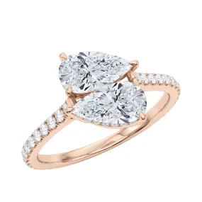 Pear East-West Twin Pave Diamond Ring
