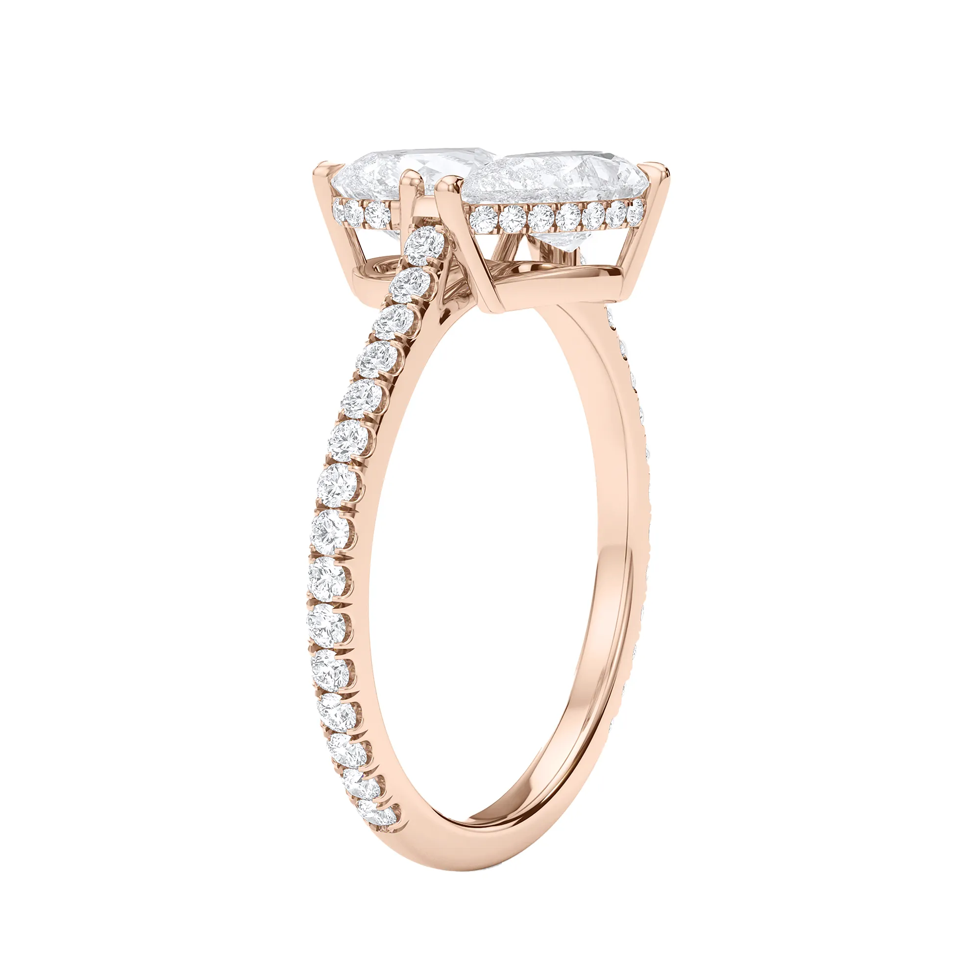 Pear East-West Twin Pave Diamond Ring