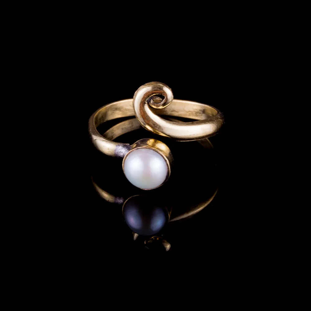 Pearl Midi Ring - Brass