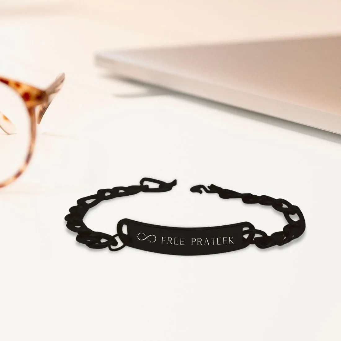Personalized Name Bracelet Chain Bracelets for Men - Black Rhodium/Gold Plated - Infinity