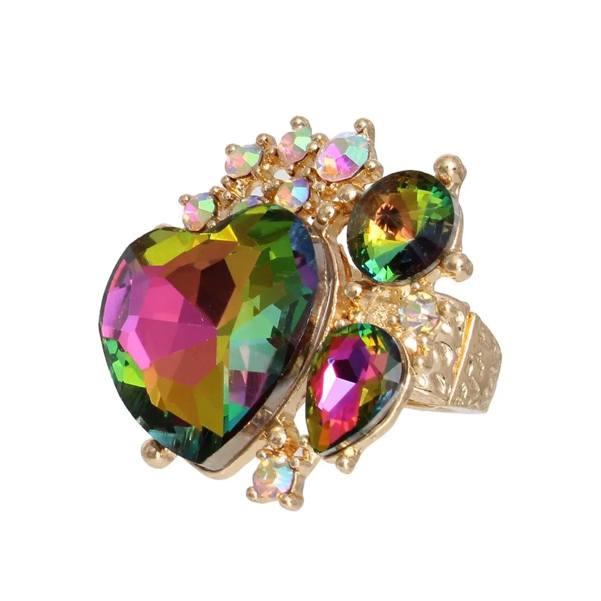 Phenom Full Heart Statement Ring Pink/Green
