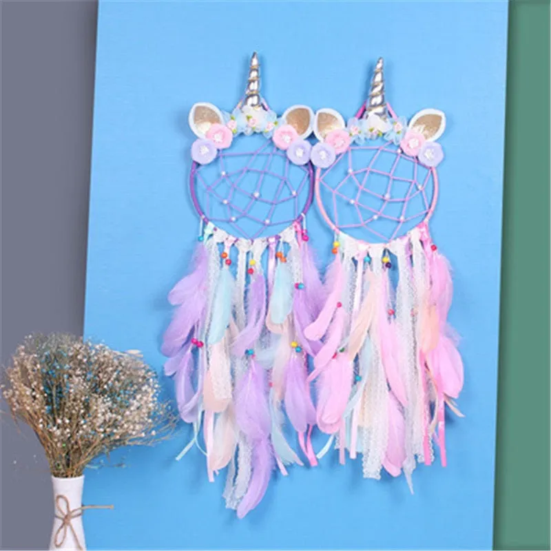 Pink Unicorn Dream Catcher Wind Chimes