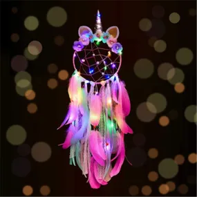 Pink Unicorn Dream Catcher Wind Chimes