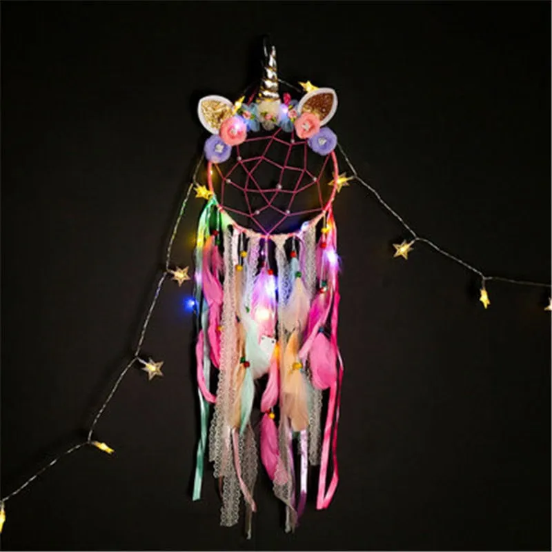 Pink Unicorn Dream Catcher Wind Chimes