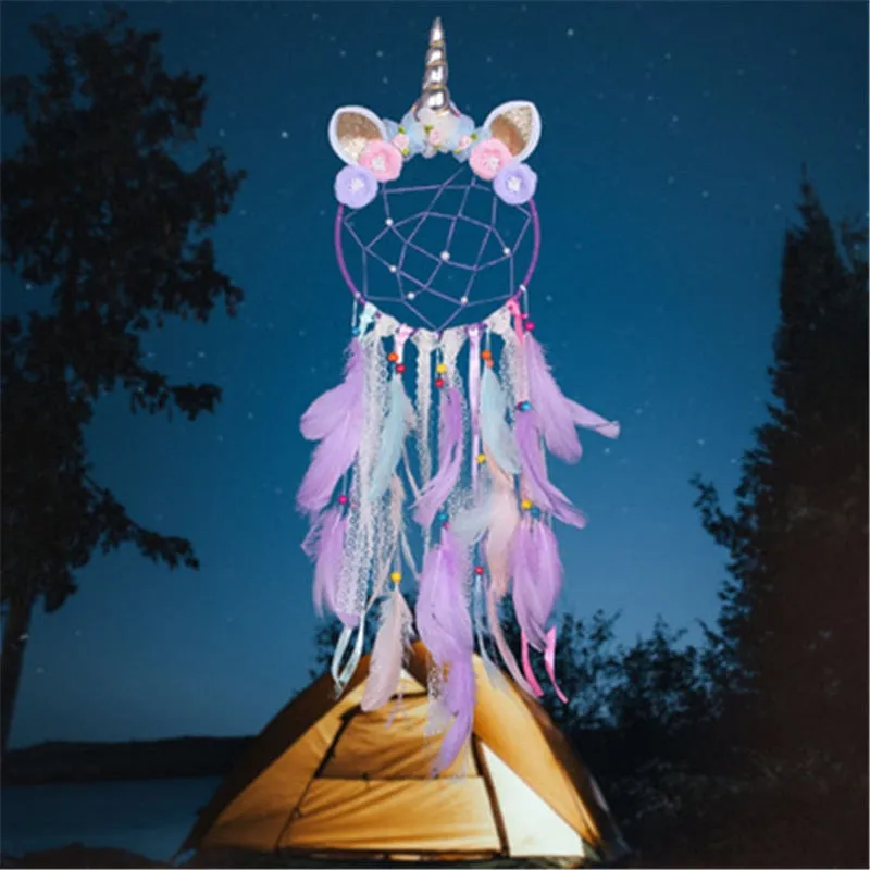 Pink Unicorn Dream Catcher Wind Chimes