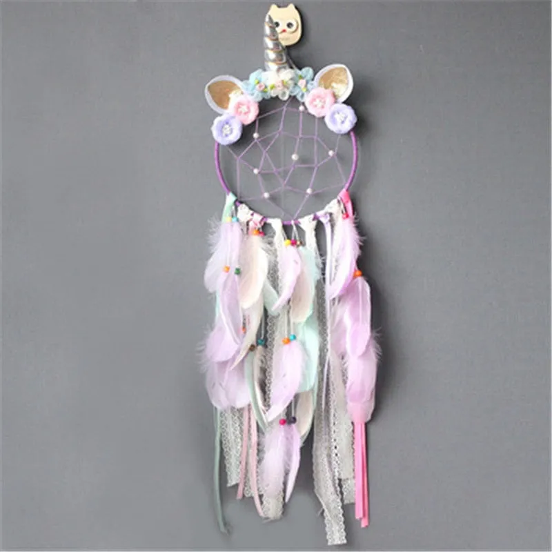 Pink Unicorn Dream Catcher Wind Chimes
