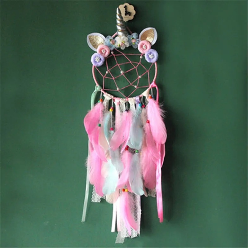 Pink Unicorn Dream Catcher Wind Chimes