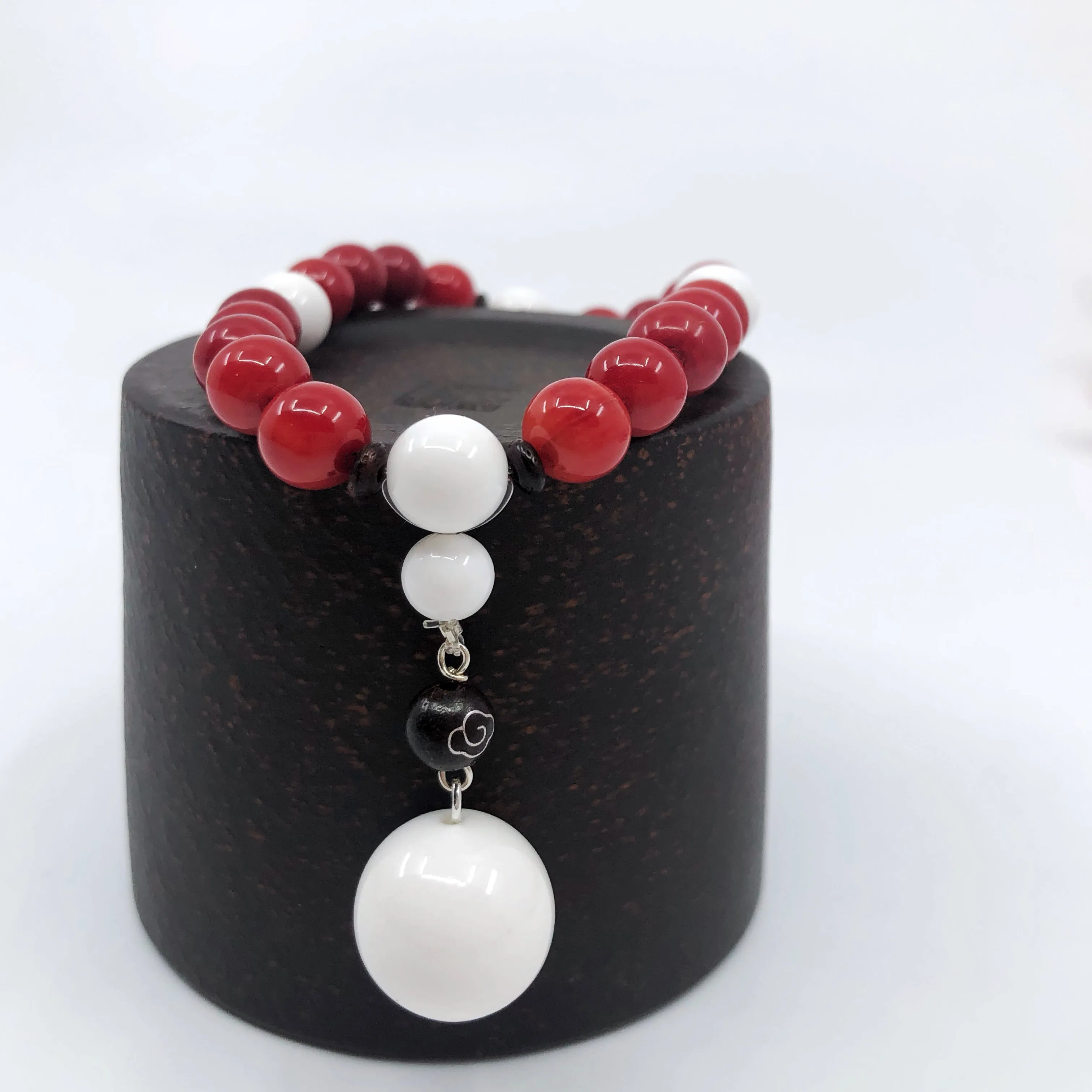 Plum Blossom Beaded Red Coral Bracelet