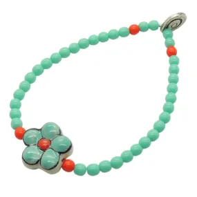 Porcelain Flower Charm Glass Bead Duo Bracelet