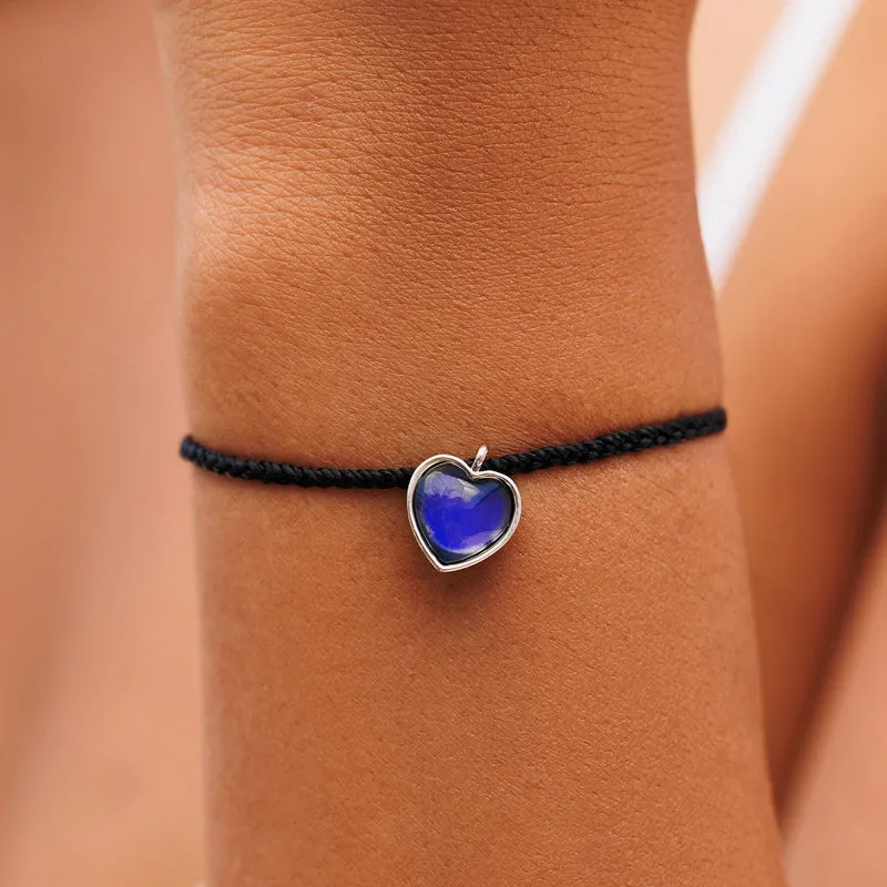 PURA VIDA HEART MOOD SILVER CHARM BRACELET