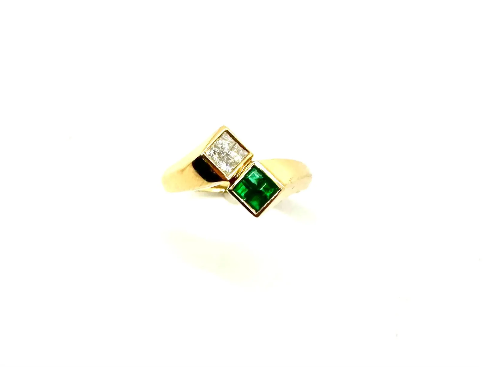 Quad Set Emerald & Diamond Bypass Ring