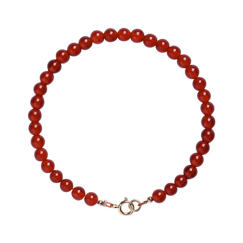 Rabbit Crystal Sterling Silver Agate Bracelet in Chinese Retro Style