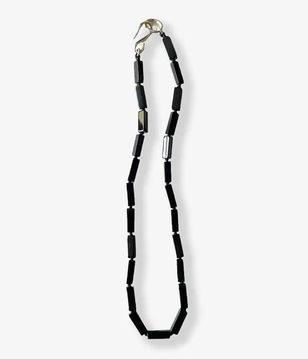 R.ALAGAN/RECTANGLE STONE NECKLACE(BLACK ONYX)