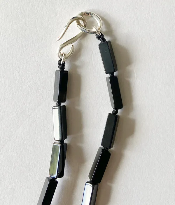 R.ALAGAN/RECTANGLE STONE NECKLACE(BLACK ONYX)