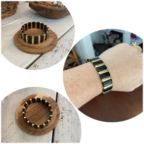 rectangular zinc bracelet in black & gold
