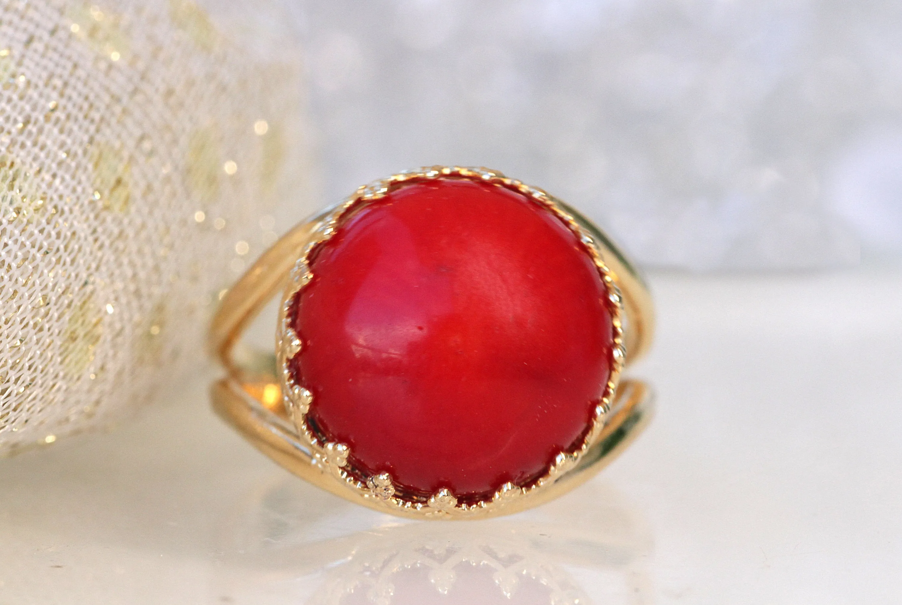 RED CORAL RING