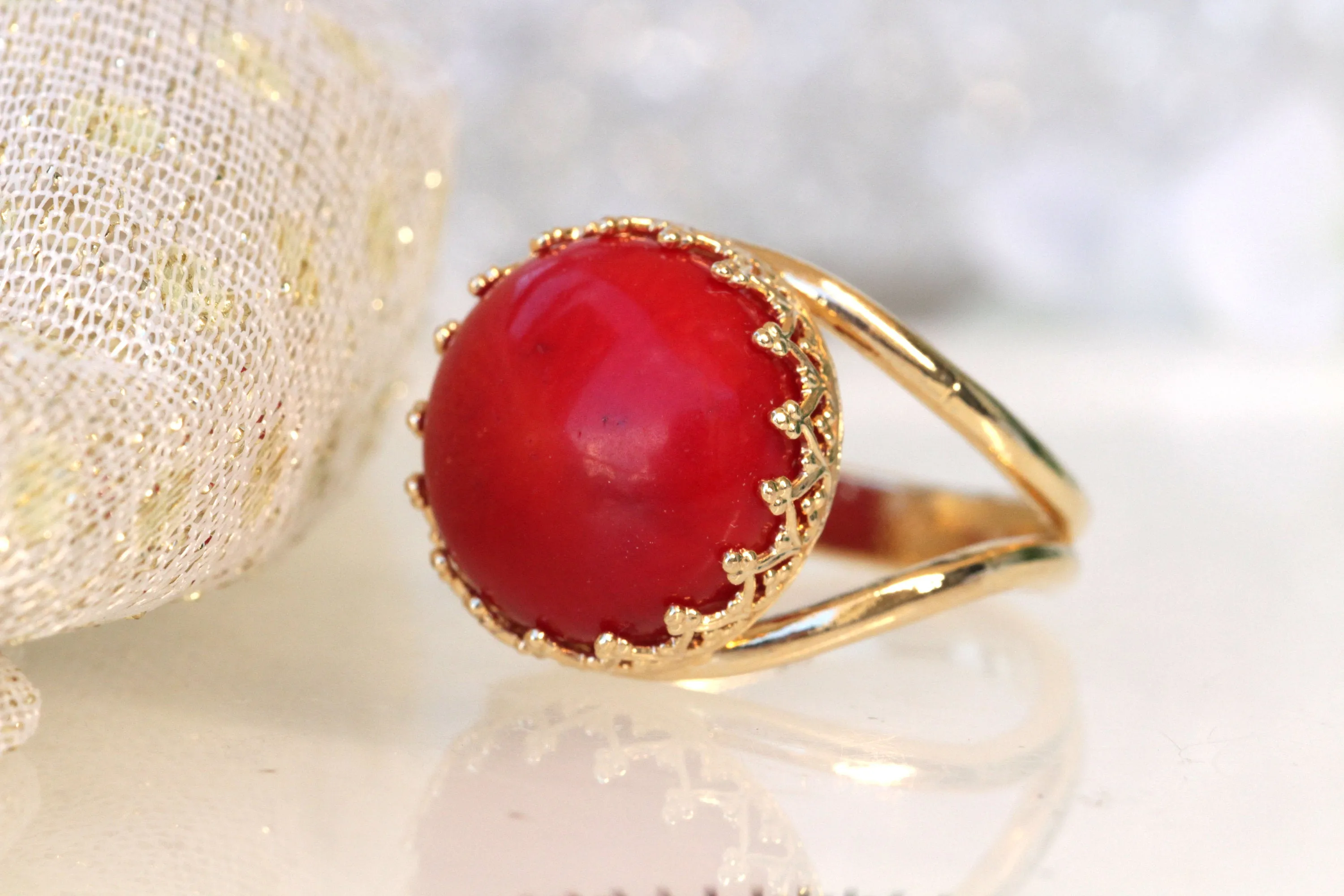 RED CORAL RING