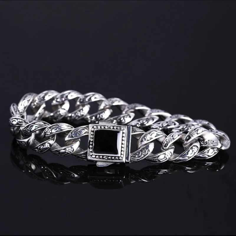 Retro Rose Pattern Titanium Steel Men's Bracelet - Wholesale Stainless Steel Resin Accessory