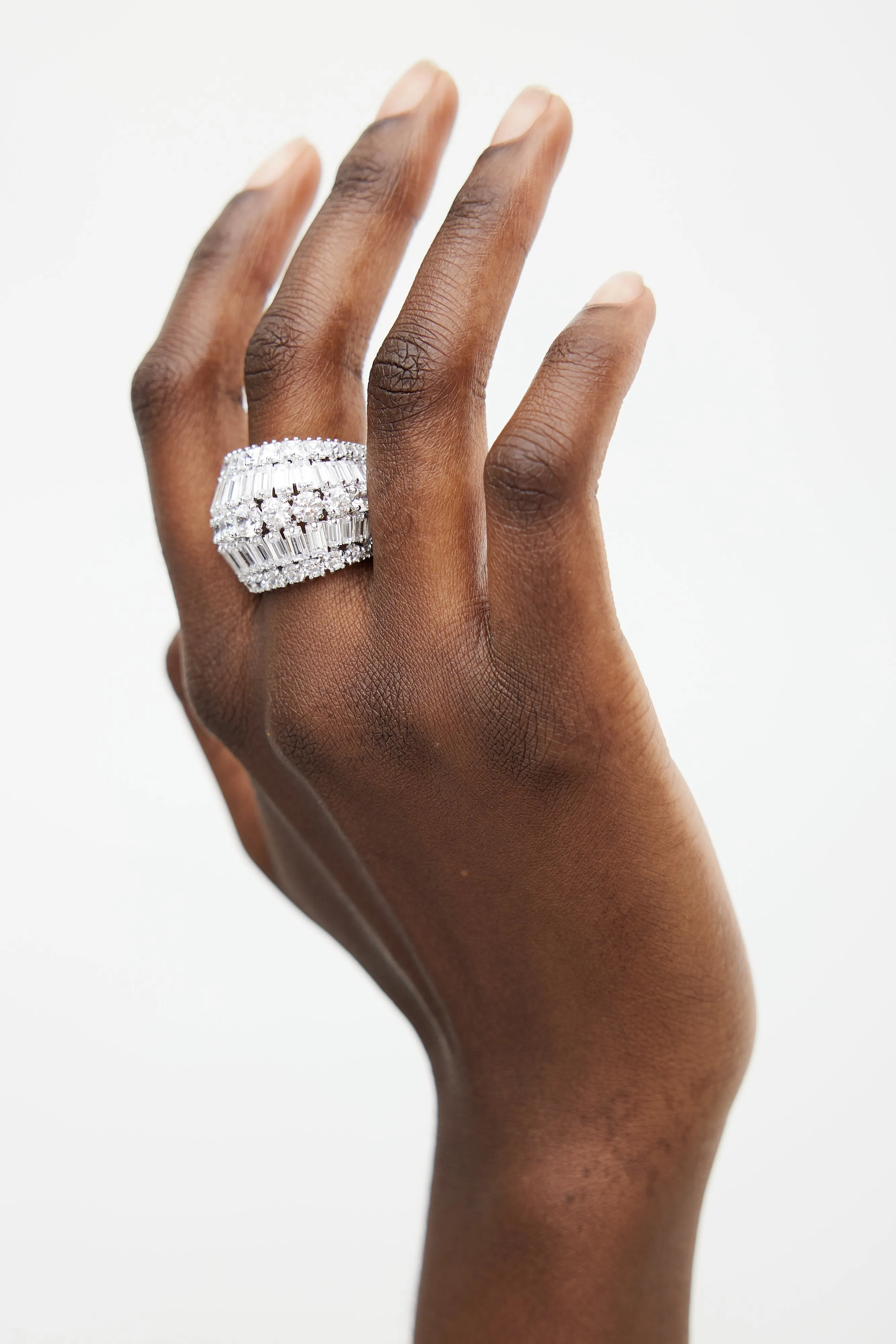 Rhodium Plated & Zirconia Hyperbola Cocktail Ring