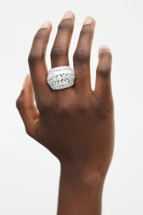 Rhodium Plated & Zirconia Hyperbola Cocktail Ring