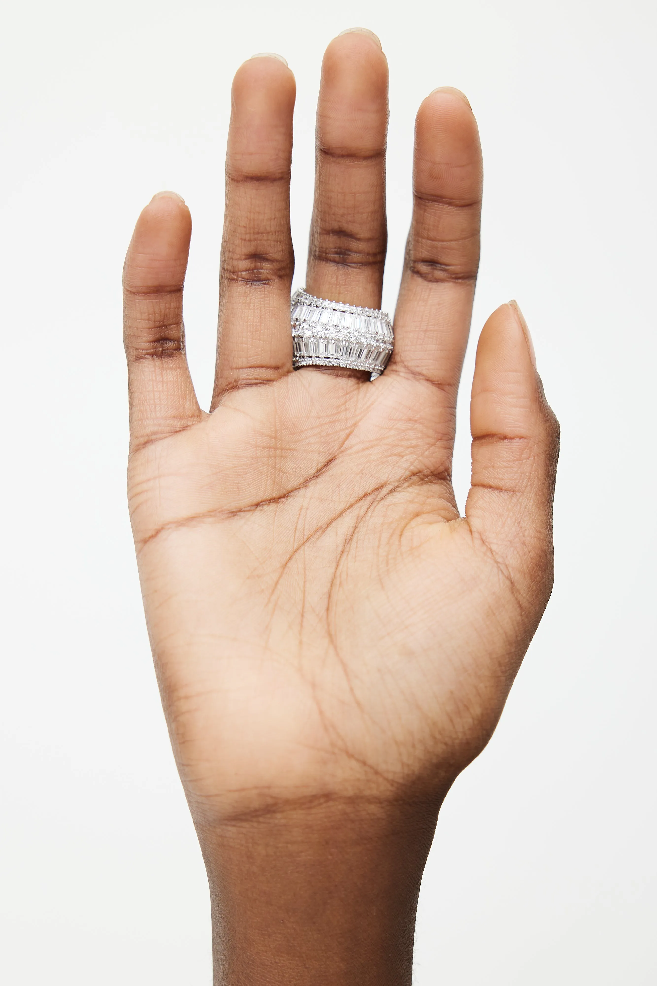 Rhodium Plated & Zirconia Hyperbola Cocktail Ring