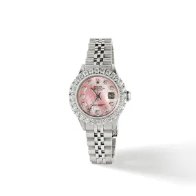 Rolex Datejust 26mm 2CT Diamond Bezel/Coral Pink Dial Jubilee Steel Watch TFJ-142508123